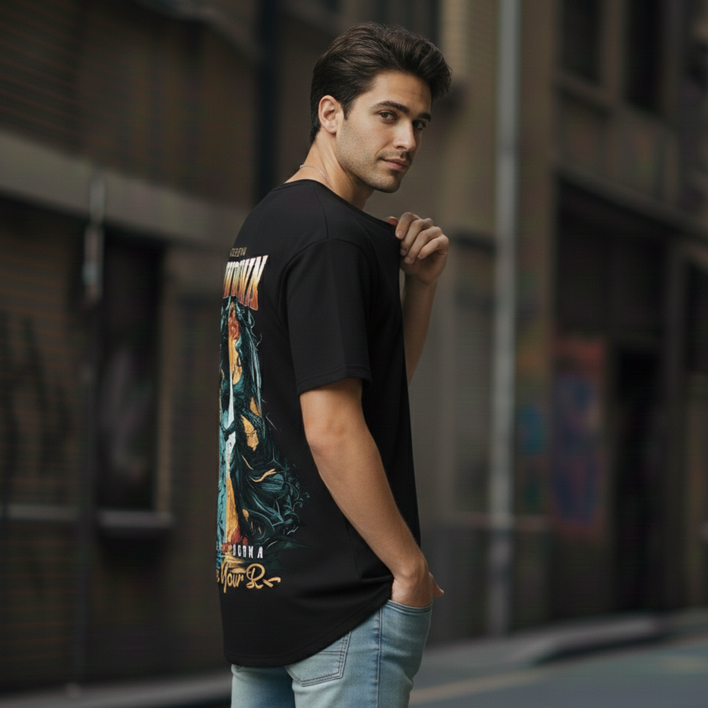 "CELESTIAL SHOWDOWN" Angel vs Demon Oversized Tee – 220 GSM French Terry