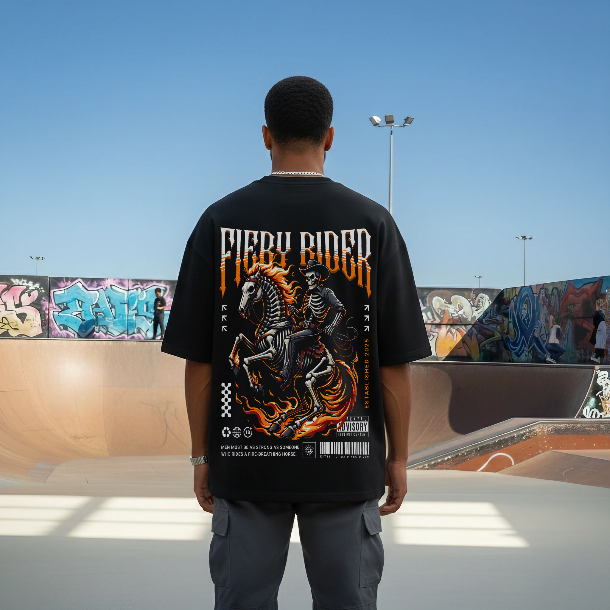 "Fiery Rider" Heavyweight Oversized Tee – Premium French Terry Streetwear
